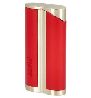 adorini Single Jet Curve Lighter Red / Satin Gold incl. Cigarro Punch