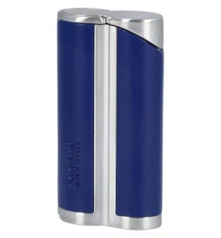 Isqueiro Adorini Single Jet Curve Azul / Prata Acetinado incl. Cigar Punch