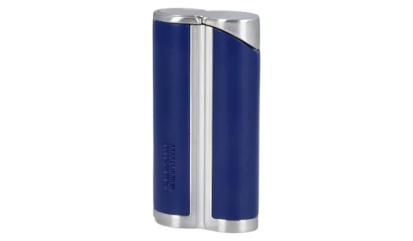 Isqueiro Adorini Single Jet Curve Azul / Prata Acetinado incl. Cigar Punch