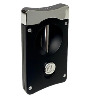 Cortador Caseti Cigar V-Cut Cutter, preto fosco