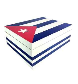 Umidificador de charutos branco com bandeira cubana 50-75 charutos