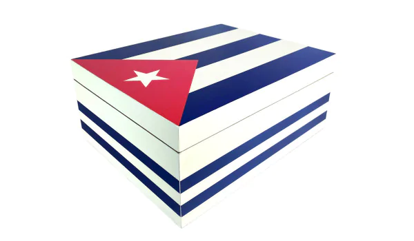 Umidificador de charutos branco com bandeira cubana 50-75 charutos