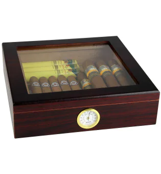 BigSmoke Humidor marrom com tampa de vidro