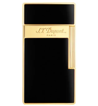 Isqueiro S. T. Dupont Biggy Preto Lacado Dourado 025002