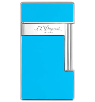 Isqueiro S.T. Dupont Slimmy Lighter Azul Claro Lacado Cromado 028007