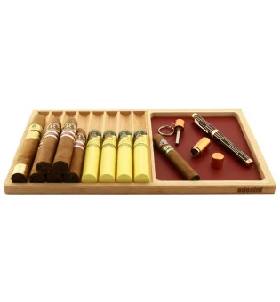 Bandeja de serviço de charuto adorini vermelha com ornamentação