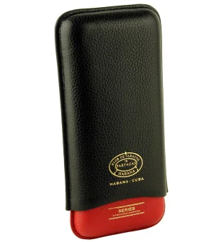 Estojo de couro da série Partagas preto e vermelho