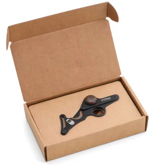 Tesoura para charuto Fox em aço inoxidável preta com suporte de madeira e cinzeiro 749/1 SM BSW