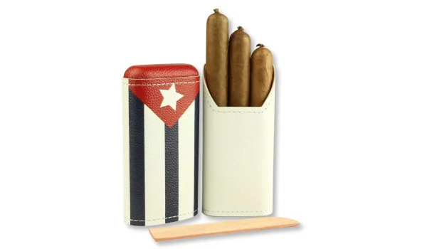 Estojo para charutos adorini couro legítimo 2-3 charutos bandeira cubana