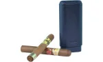 Estojo de couro genuíno adorini para charutos 2-3 charutos azul