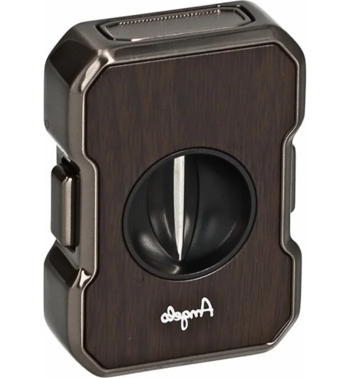 Cortador de charutos Angelo V-Cut anthracite com veios de madeira