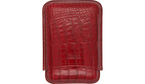 Estojo triplo de couro Jemar para charutos Coco Red 464/3