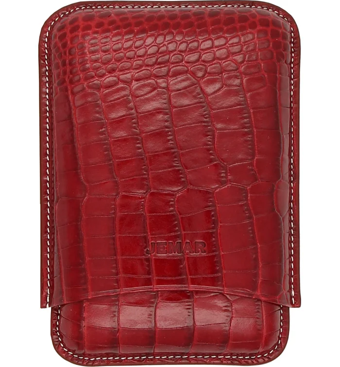 Estojo triplo de couro Jemar para charutos Coco Red 464/3