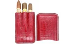 Estojo triplo de couro Jemar para charutos Coco Red 464/3