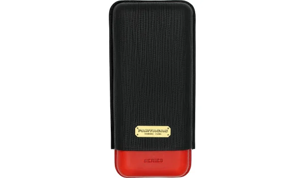 Estojo de couro triplo para charuto Partagas preto vermelho foto 2