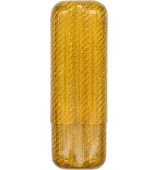 Caixa de charuto de fibra de carbono dourada para 2 charutos com calibre de anel 57