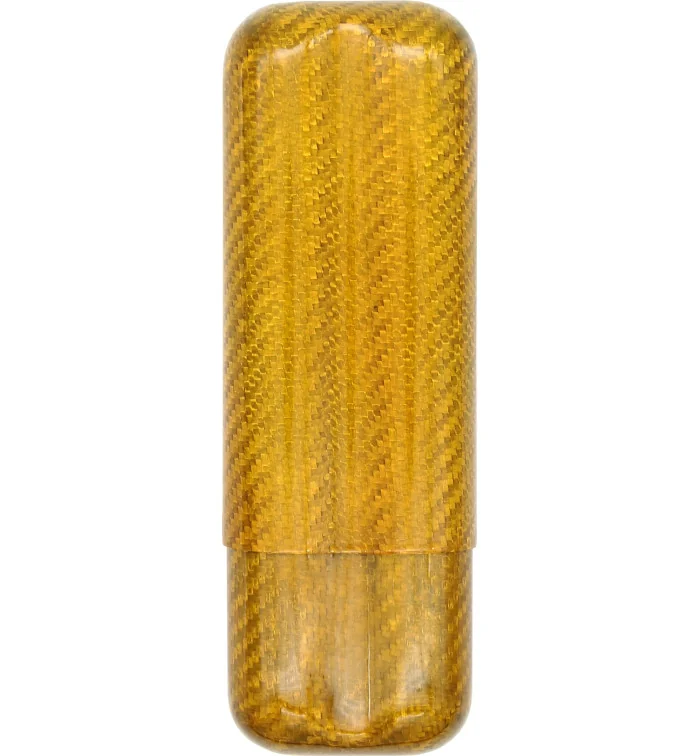 Caixa de charuto de fibra de carbono dourada para 2 charutos com calibre de anel 57 foto 2