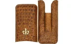 Estojo para Charutos Montecristo Fleur de Lis Couro Croco Marrom 3 peças