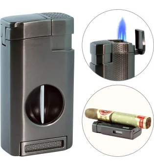 Isqueiro adorini Triple Jet com Corte em V Preto