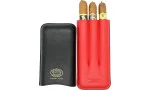 Estojo de couro Partagas Series preto e vermelho com logotipo dourado