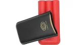 Estojo de couro Partagas Series preto e vermelho com logotipo dourado