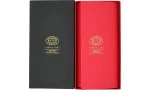 Estojo de couro Partagas Series preto e vermelho com logotipo dourado